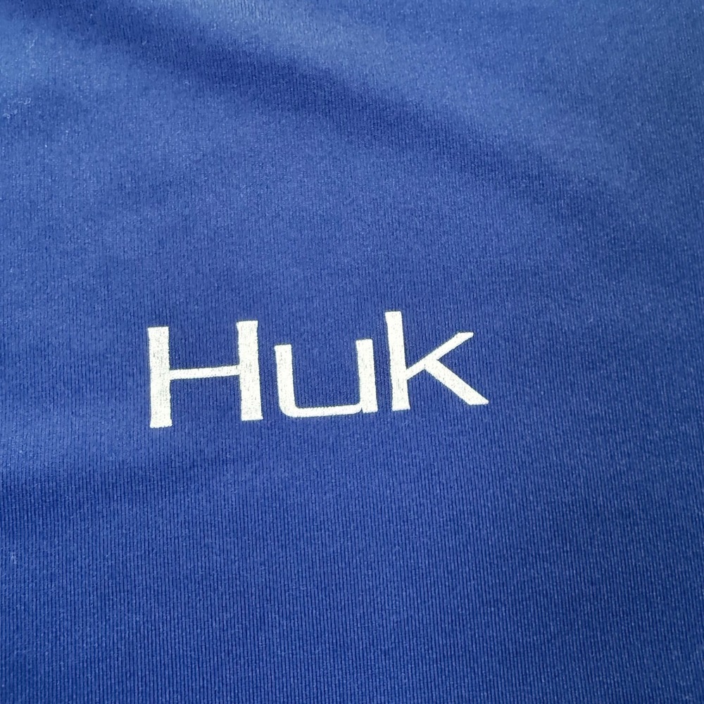 Huk Performance Fishing Shirt Mens XL Navy Blue Marlin Graphic Long Sleeve Tee - Picture 4 of 9